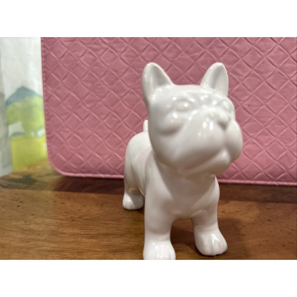 French Bulldog Stoneware Glazed White Salt Pepper Shakers